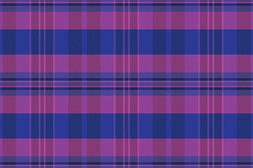 Hipster textile fabric pattern, manufacturing seamless texture background. Give plaid check tartan vector in blue and pink colors.