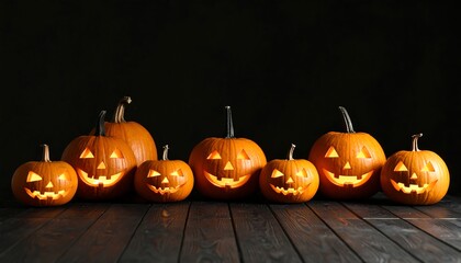 Halloween JackoLanterns on Wood.