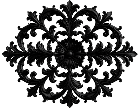 Baroque Floral Element isolated on transparent background	