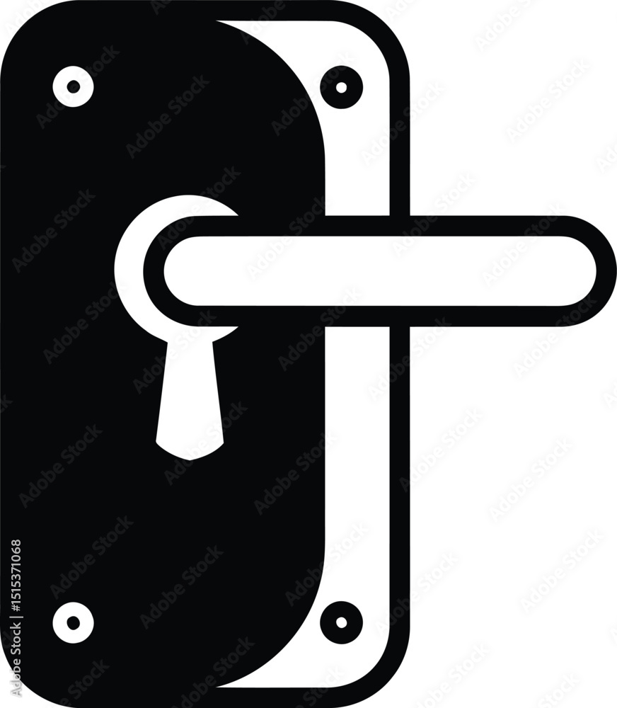 Aufkleber solid black door handle and lockplate icon isolated on transparent background - ai generative