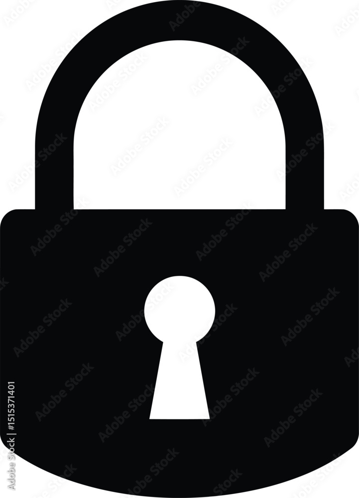 Poster solid black padlock icon isolated on transparent background - ai generative