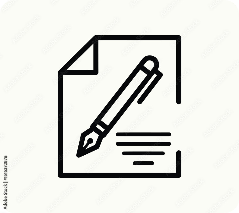 Poster line art document with pen icon - ai generative