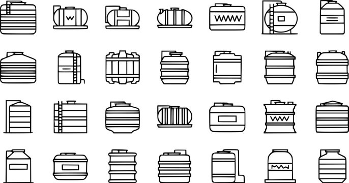 Water tank linear icon set. Modern outline Water tank logo concept on white background from Industry collection. vector illustration.
