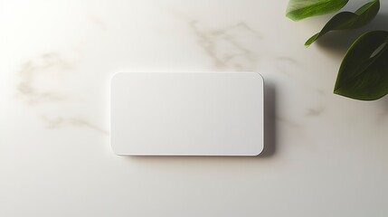 Empty business card mockup on a white background showcasing rounded corners measuring 3.5 x 2 inches