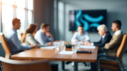 Fototapeta premium Defocused board of directors meeting blurred background