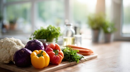 Fresh colorful vegetables in artistic arrangement, celebrating natural vibrancy and healthy living