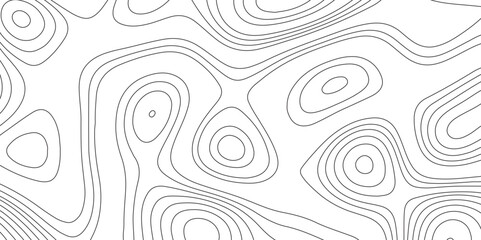 Abstract topographic map contour, white background and black wave lines pattern texture. geographic contour map grid backdrop paper texture. terrain path isolated on a background.	