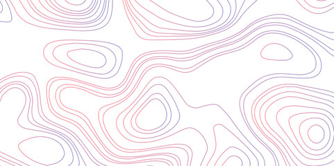 Abstract topographic map contour, white background and colorful wave lines pattern texture. geographic contour map grid backdrop paper texture. terrain path isolated on a background.