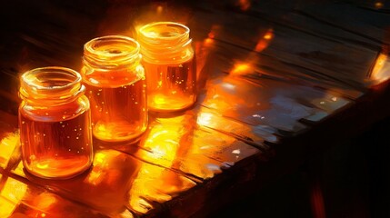 honey on a wooden table