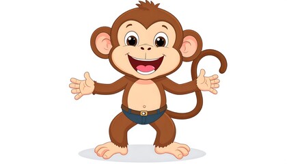 Cartoon Monkey Wearing Jeans.