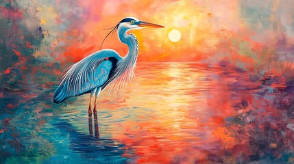 beautiful bird in the sea on the shore