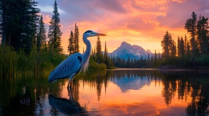 beautiful bird in the sea on the shore