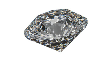 Transparent diamond in brilliant cut, vivid reflections and realistic texture