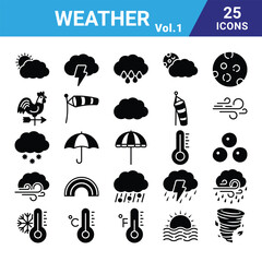 Weather icons that are suitable for any project. And change your next projects with minimalist icon design, perfect for websites, mobile apps, books, social media, infographics, flyers, print, banners