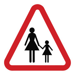 Children school zone - playground ahead vector danger road sign 