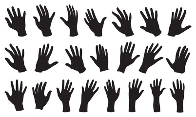 Fototapeta premium Hand vector silhouette, detailed hand gestures, positions, signs. Ideal arm, hands for illustrations, logos, icons. High quality graphics showcasing human interaction, expression