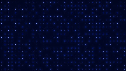 Glowing blue lights arranged in a dot matrix on a dark background, abstract LED display or digital screen effect.