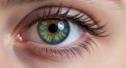 A captivating close-up of a human eye, showcasing intricate details. 