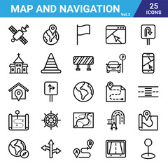Map and Navigation icons for use any project.
