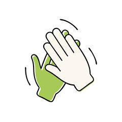 Fototapeta premium Green and white clapping hands and giving high five icon