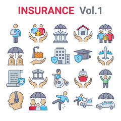 Insurance icons for commercial use.