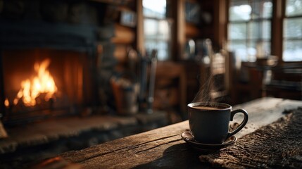 A beautifully crafted cup of coffee on a charming wooden table ideal for morning relaxation and enjoyment