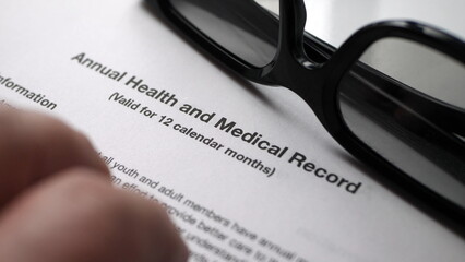 Finger tapping on health and medical record