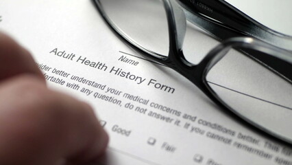 Finger tapping on health history form