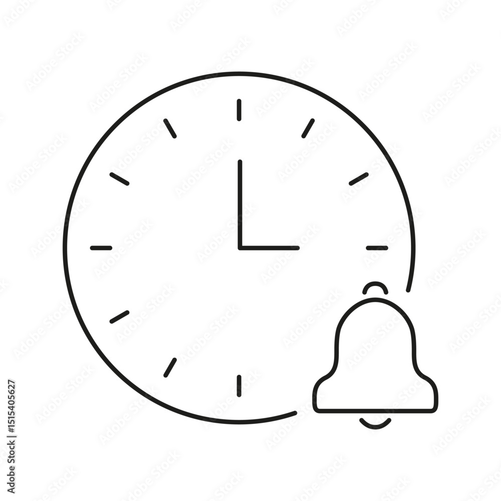 Poster clock with bell solid icon. time management and reminder notification outline symbol. alarm and sche