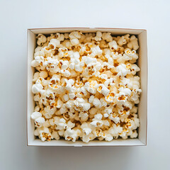 Freshly popped buttery popcorn in classic movie theater container