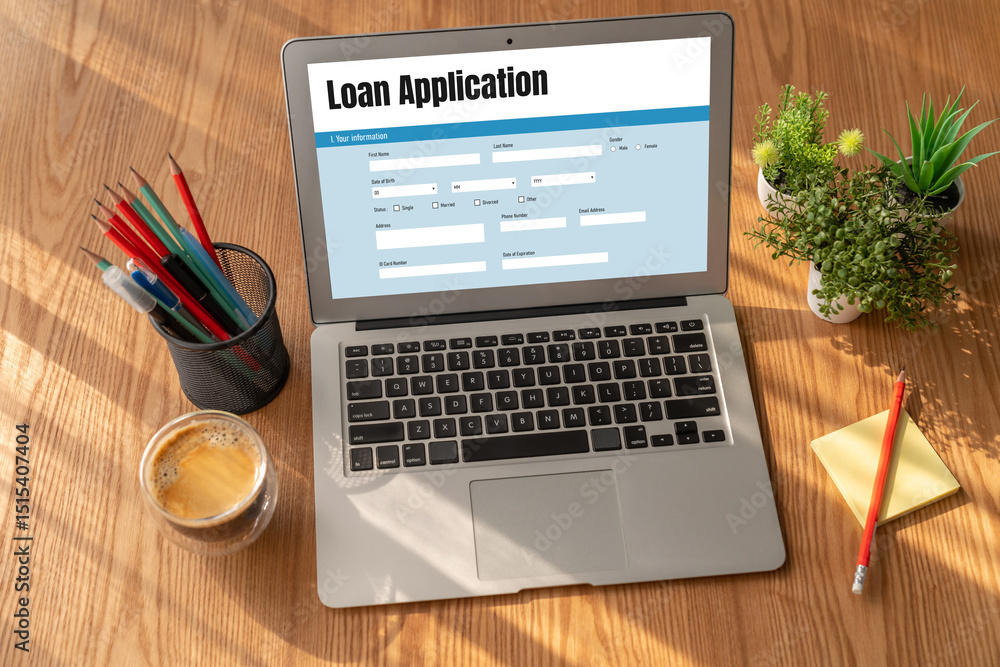 Poster online loan application form for modish digital information collection on the internet network