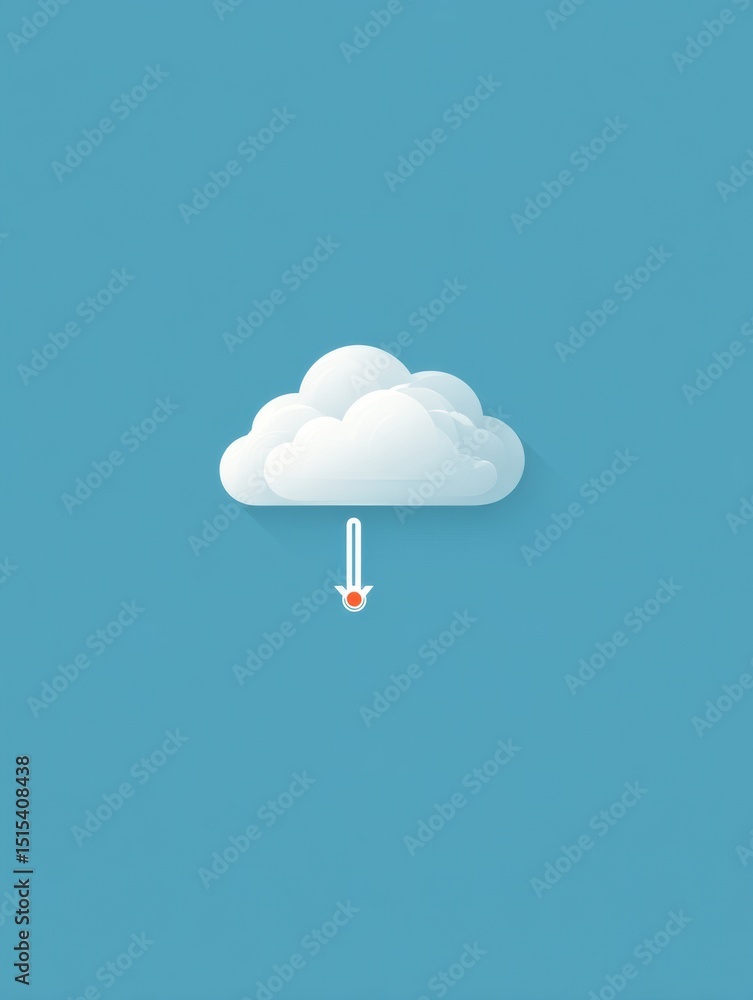 Poster cloud illustration with an upload bar experiencing a delay on a bright blue background