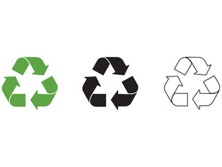 Green recycling symbol icon on white background vector illustration