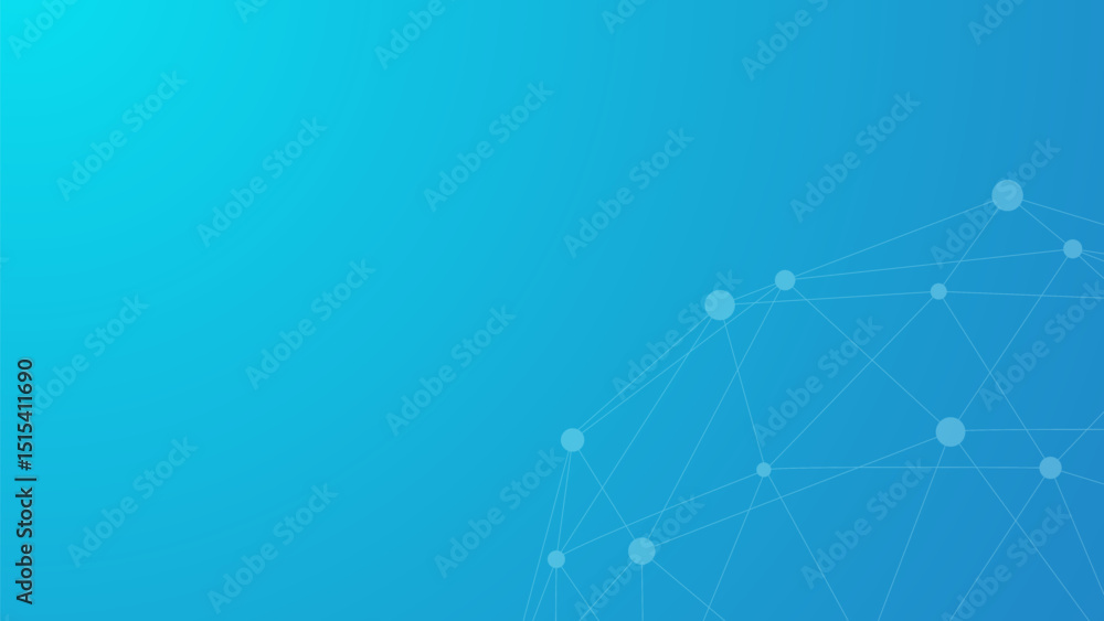 Poster Technology blue background. Dots connected by lines. Abstract wave. Minimalist mesh. Abstract polygonal shape.