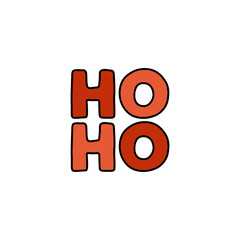 Festive Ho Ho Ho red text vector illustration, perfect for Christmas designs, holiday cards, and seasonal promotions. Trendy, playful, and cheerful typography for festive projects.