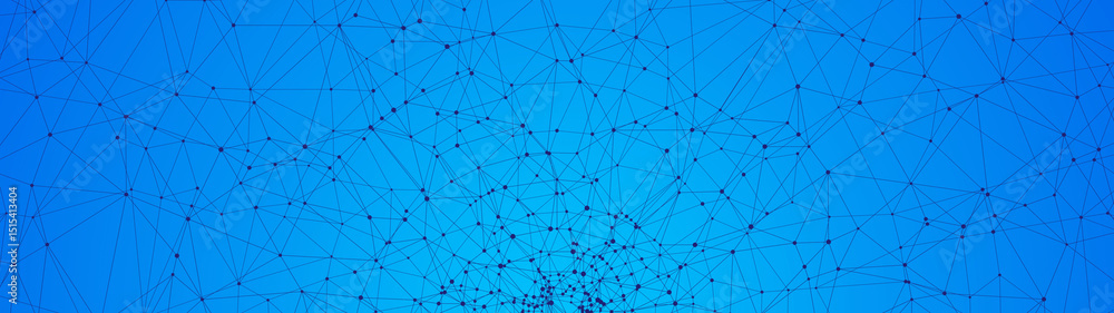 Poster Technology abstract background. Dots connected by lines. Minimalist mesh backdrop. Abstract polygonal radial shape. Plexus circles.