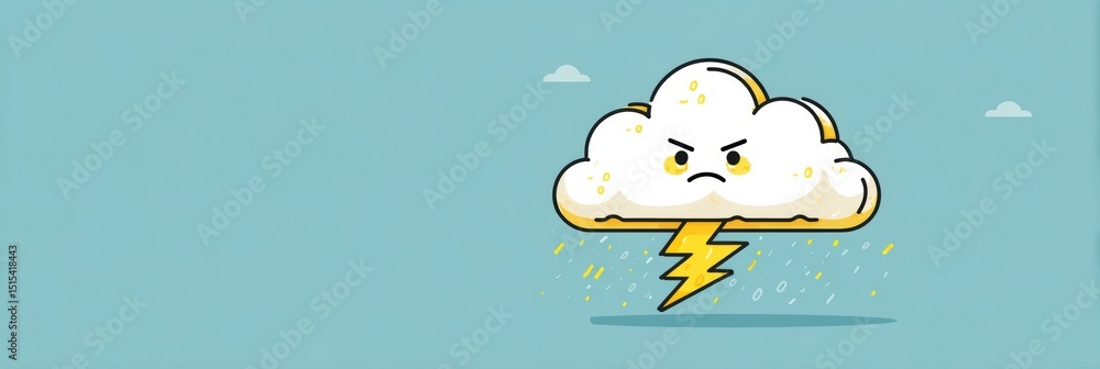 Aufkleber angry cloud with lightning bolt and error code illustration on a clear background