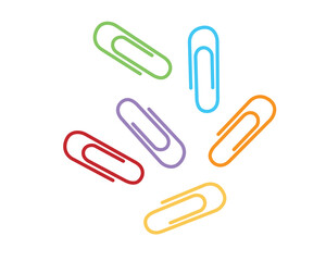 Office multi-colored paper clips. Vector illustration