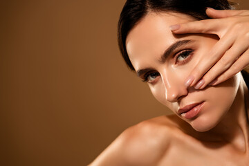 Portrait of a young woman showcasing natural beauty and healthy skin