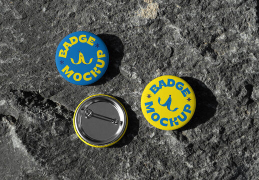Three Badges on the Rock Mockup