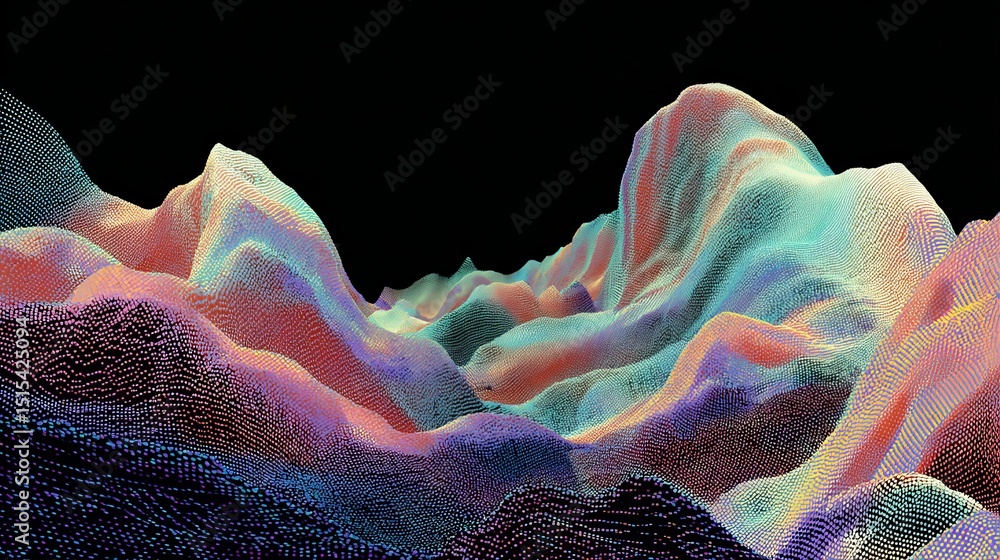 Poster abstract colorful digital landscape particle wave background design modern technology futuristic vib