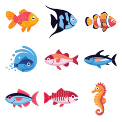 illustrations vector design for sea beach marine creatures icon sword tail fish design items
