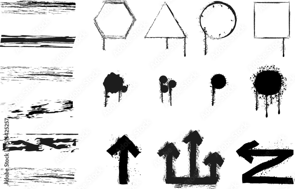 Aufkleber black and white abstract shapes and textures displayed in various orientations and styles on a light