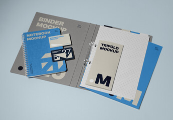 Binder with Stationery Mockup