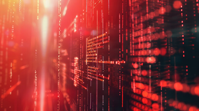 Abstract digital background featuring binary code and AI algorithms running in layers, symbolizing data processing, machine learning, and the complexity of artificial intelligence systems
