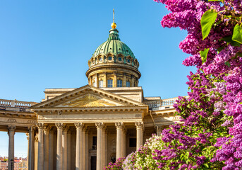 Kazan (Kazansky) cathedral in spring, Saint Petersburg, Russia