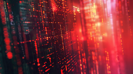 Abstract digital background featuring binary code and AI algorithms running in layers, symbolizing data processing, machine learning, and the complexity of artificial intelligence systems
