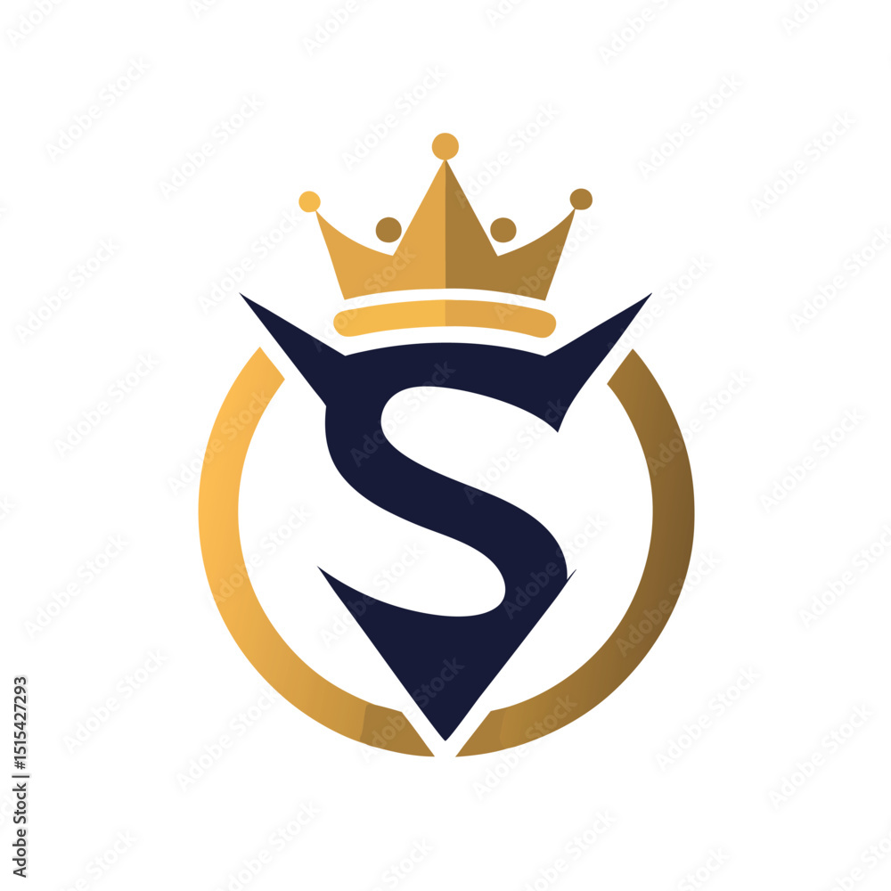 Poster elegant logo design featuring a crown and initials cs in gold and silver tones on a dark background 