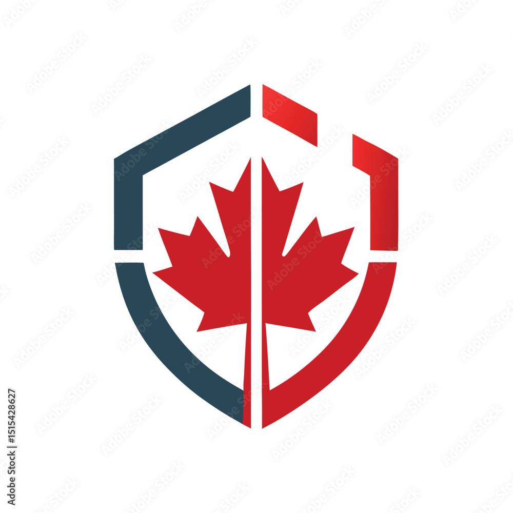 Leinwandbilder vector illustration of a stylized maple leaf emblem featuring modern design elements and a vibrant c