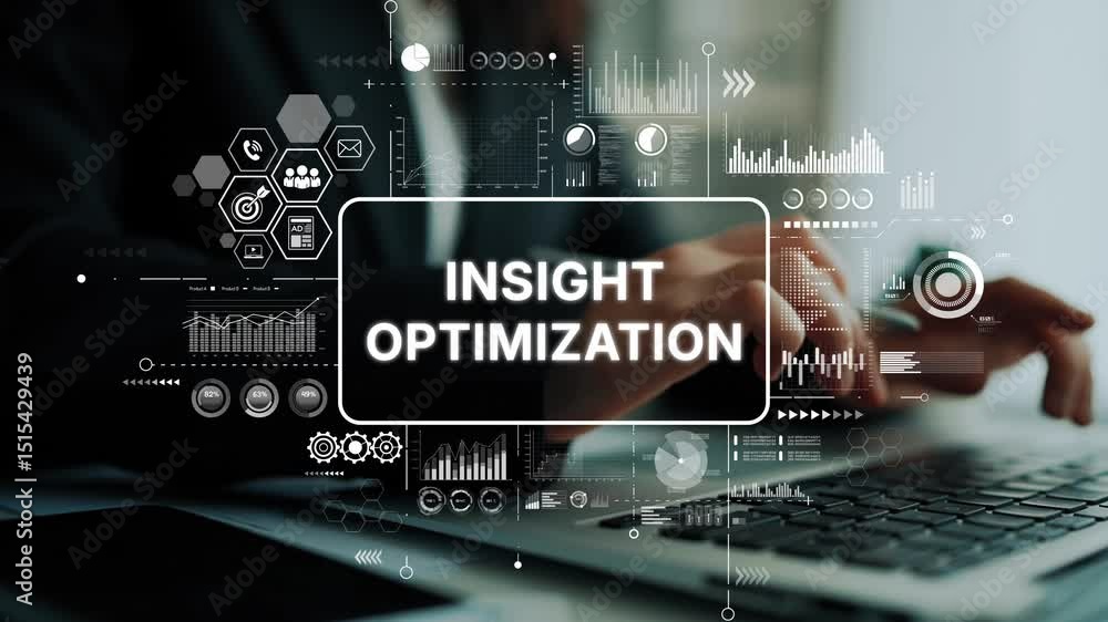 Poster insight optimization for business strategy with digital data visualization and technology integratio